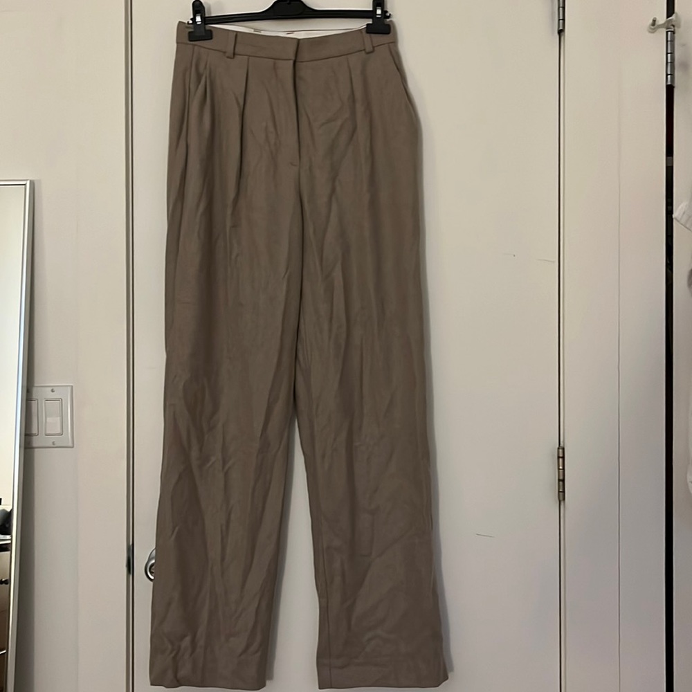 Aritzia Babaton Tan Wool Trousers